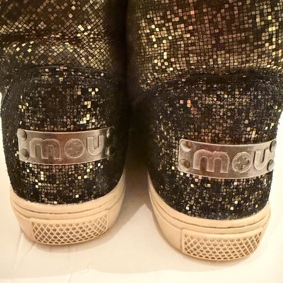 Free People MOU Eskimo sneaker boots limited edition black with gold sparkles - Picture 4 of 13